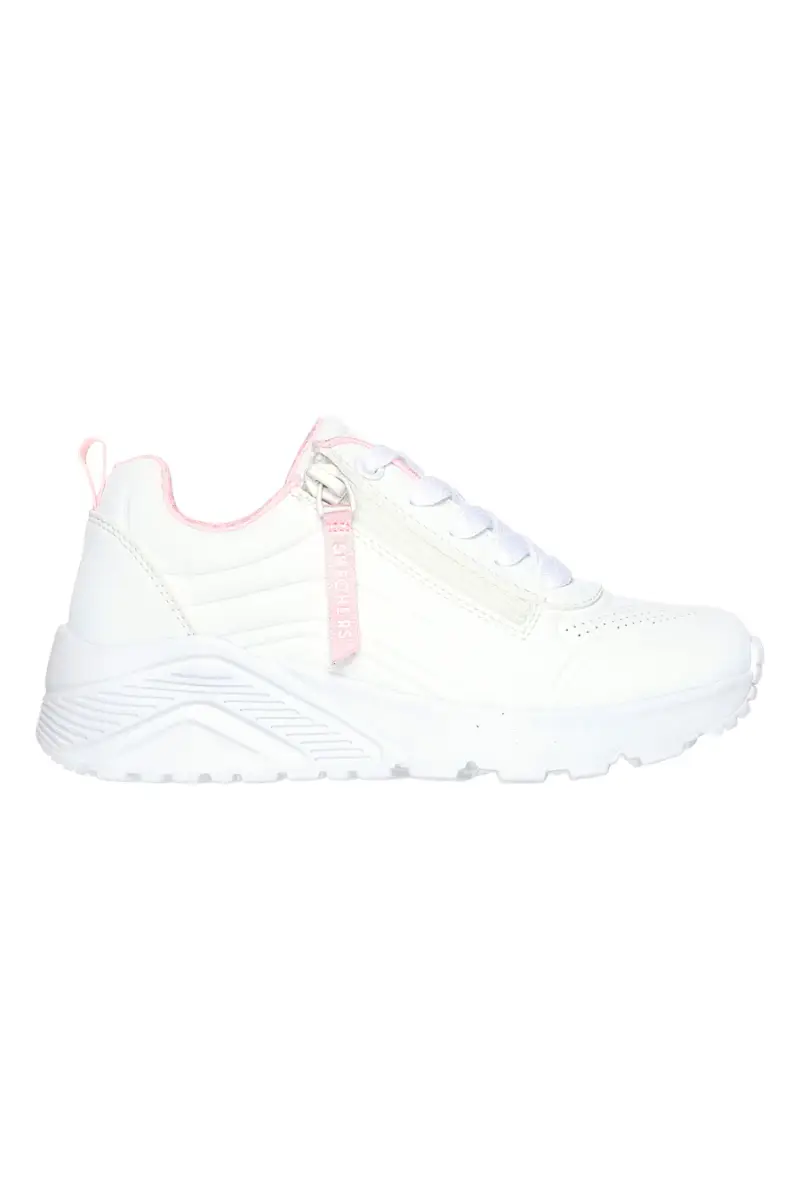SKECHERS Sneakers bianche con zip laterale e platform Uno Lite Easy Zip [BIANCO]