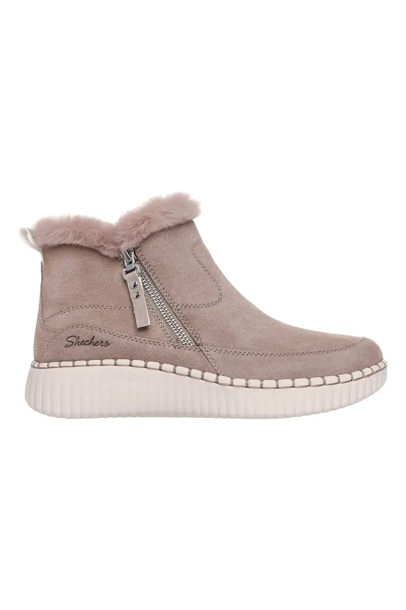 SKECHERS Stivaletti taupe in suede con zip e memory foam Wilshire Blvd Fresh Zip [ND]