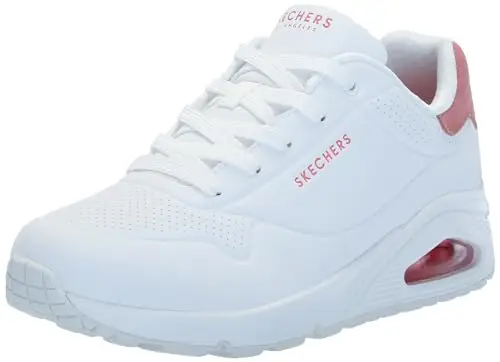 Skechers Uno, Sneaker Donna, White Durabuck Coral Suede Trim, 36.5 EU