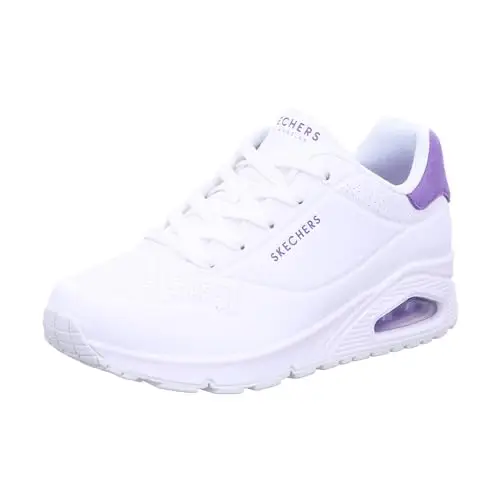 Skechers Uno, Sneaker Donna, White Durabuck Purple Suede Trim, 40 EU