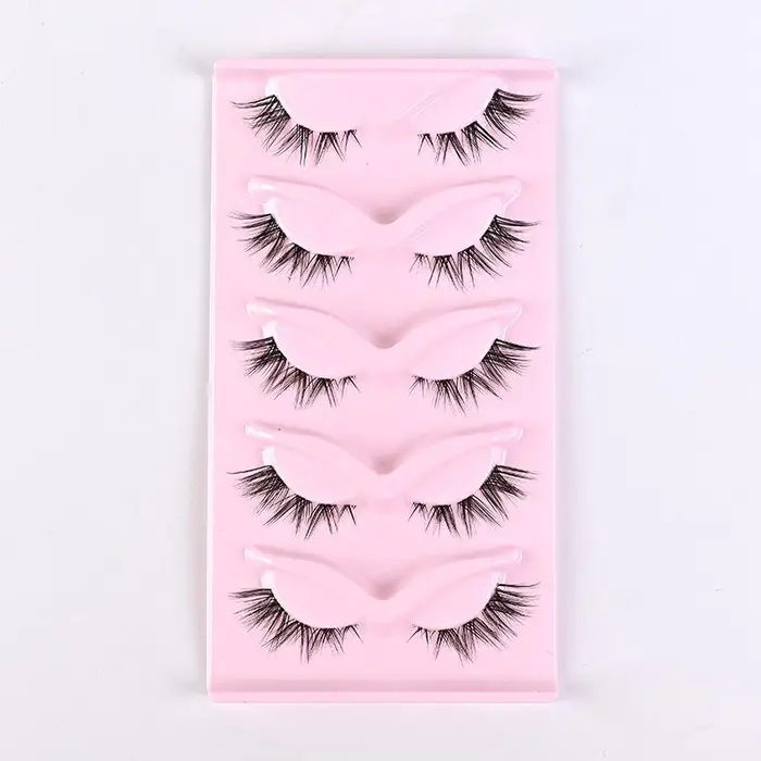 Ciglia Finte Autoadesive 3D Occhio di Gatto Volpe con Stelo Trasparente - 5 Paia