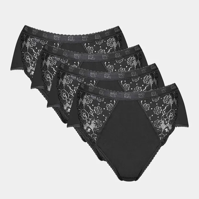 Sloggi Slip midi chic con pizzo confezione 4 paia donna bianco