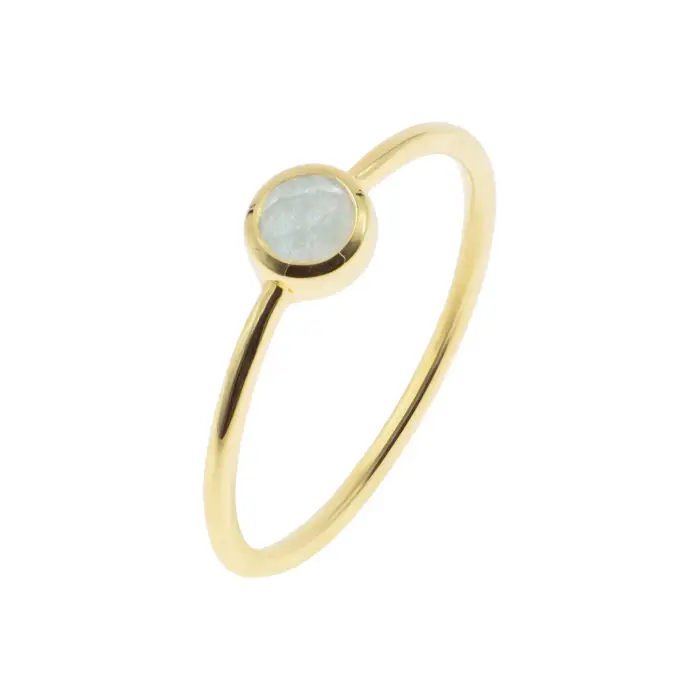 Sloya Anello in acquamarina placcato oro donna Gemia