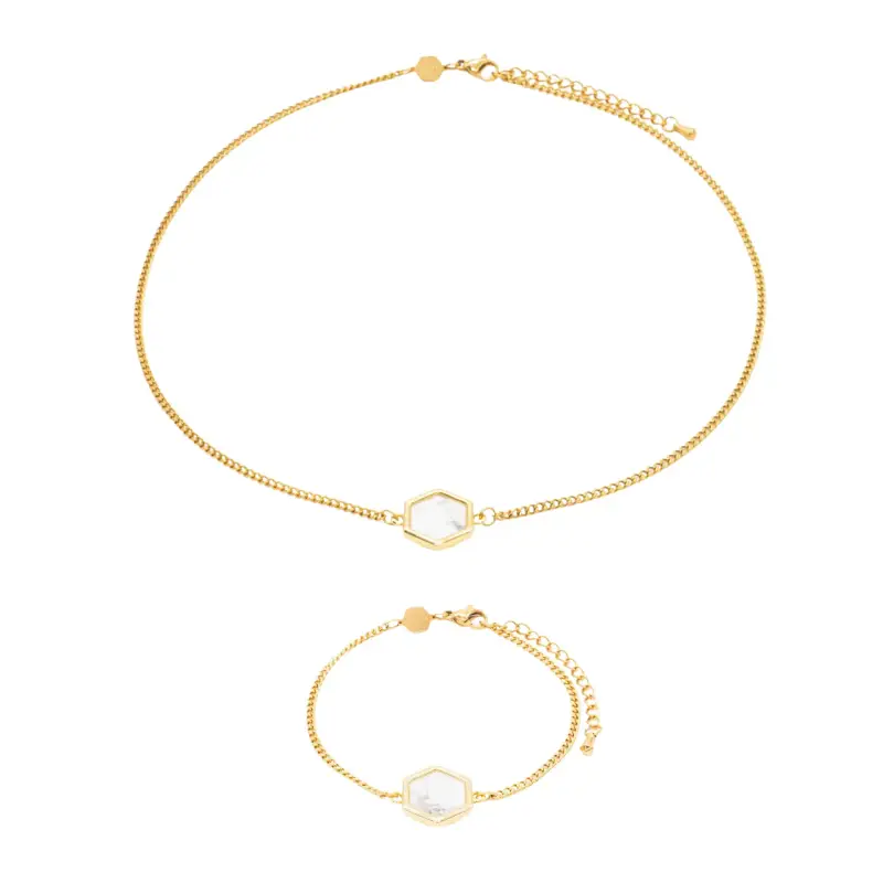 Sloya Collana e bracciale in pietre di Howlite per donna Hexalia