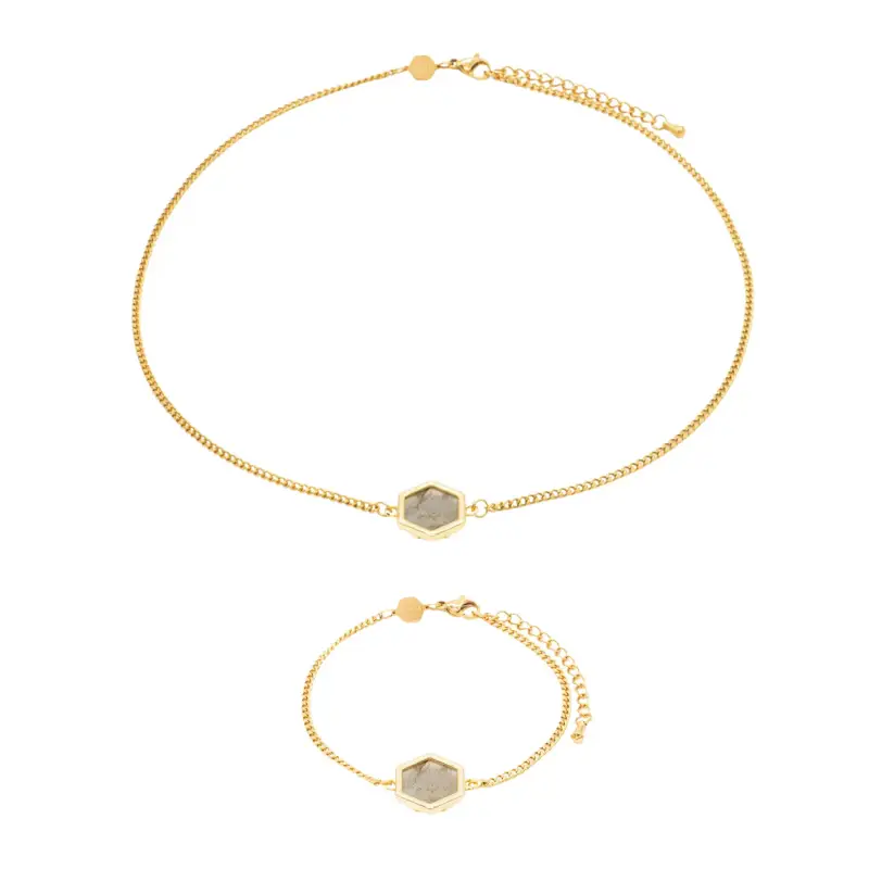Sloya Collana e bracciale in pietre di Labradorite donna Hexalia