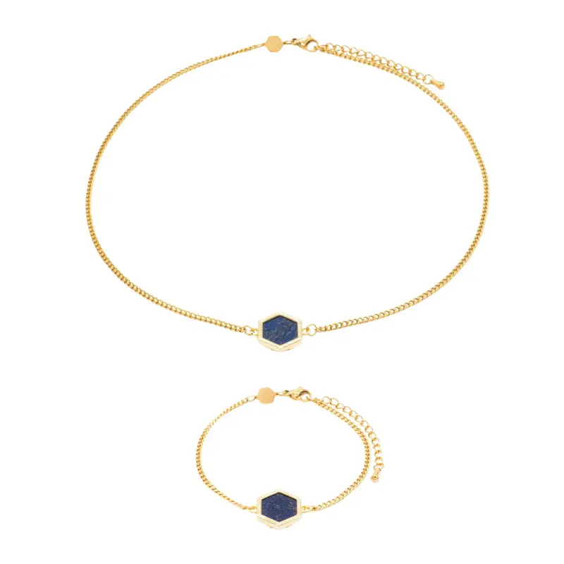 Sloya Collana e bracciale in pietre di Lapislazzuli donna Hexalia