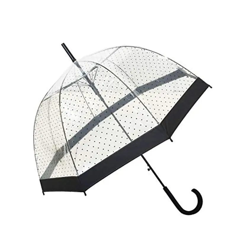 SMATI SMARTBULLE Ombrello lungo trasparente a bolle d'aria - Solido; Apertura automatica; Diametro=85cm; Ombrello da donna; Motivo a puntini