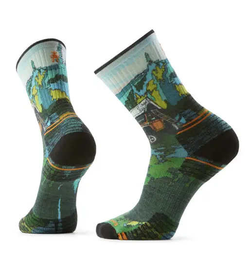SMARTWOOL Targeted Cushion Trail Trekker Print Crew - calzini trekking Green