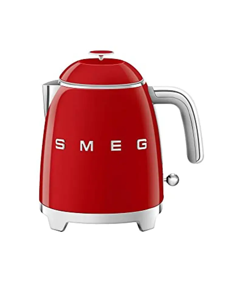 Smeg Bollitore Elettrico Piccolo KLF05RDEU 0, 8 L, Filtro Acciaio Inox, Autospegnimento di Sicurezza, Indicatore