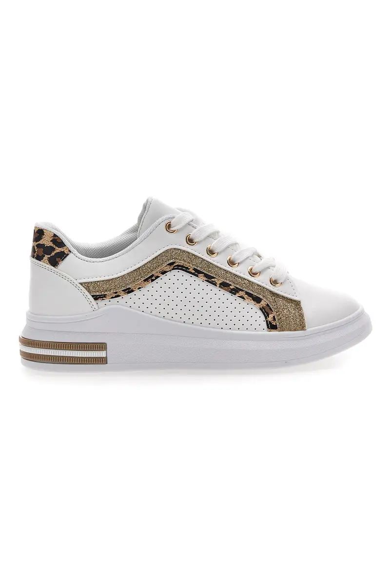 PRIMA RIGA Sneakers Bianche Con Dettagli Leopardati 435