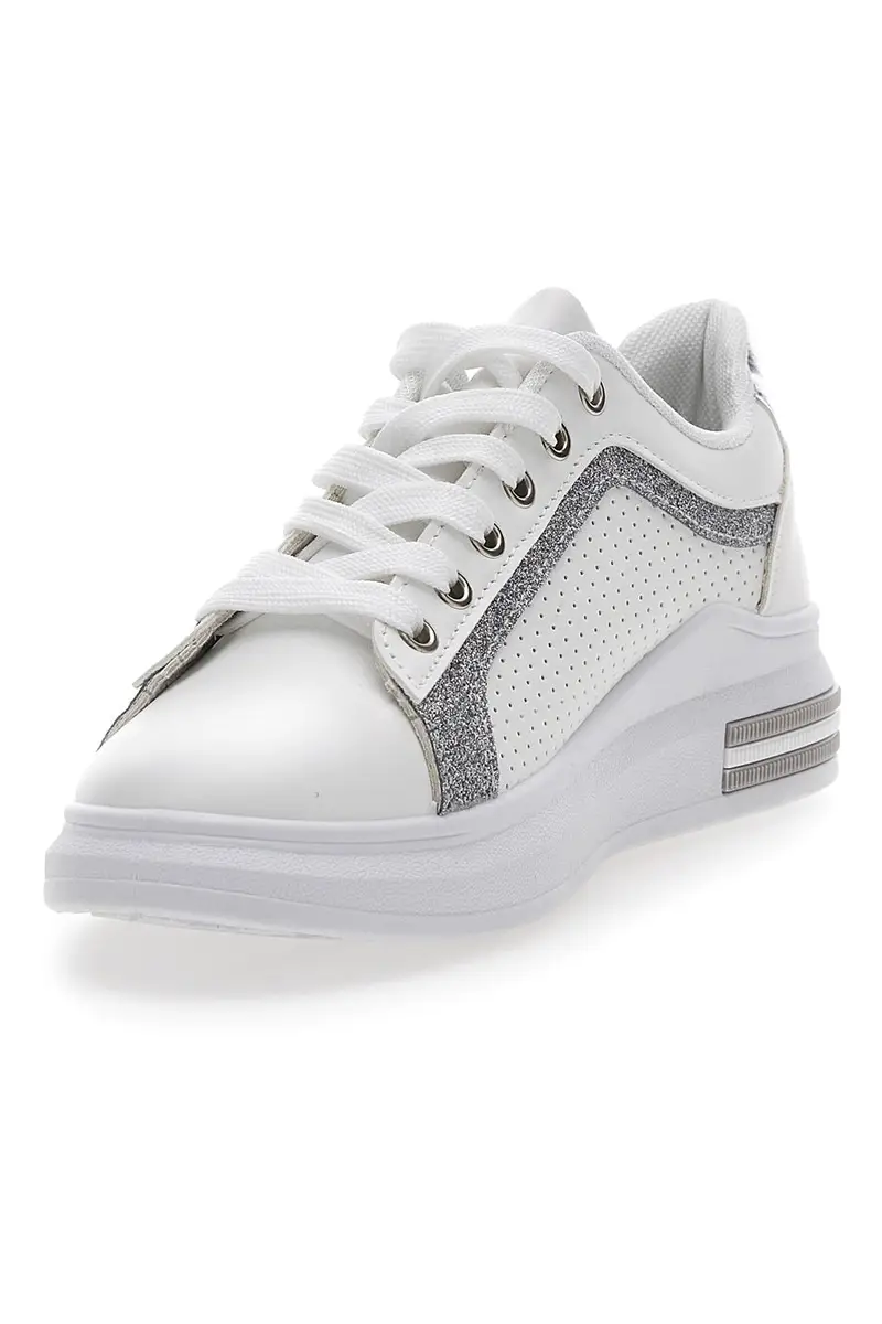 PRIMA RIGA Sneakers Bianche e Argento 435 miniatura 3