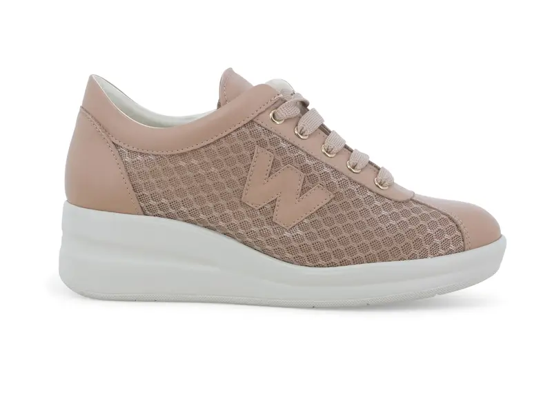 Sneakers donna in tessuto e vernice beige r20252z