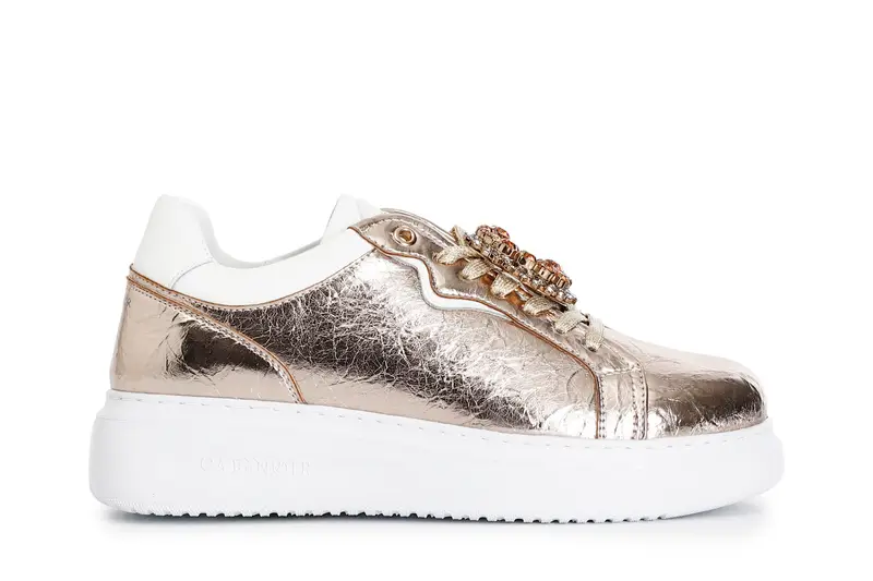 CafèNoir sneakers in materiale laminato con accessori removibili platino