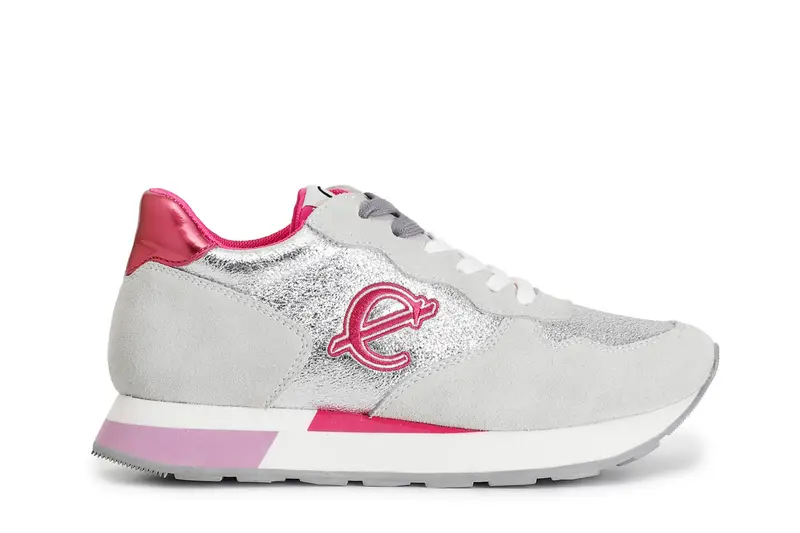 CafèNoir sneakers in pelle scamosciata e glitter off white