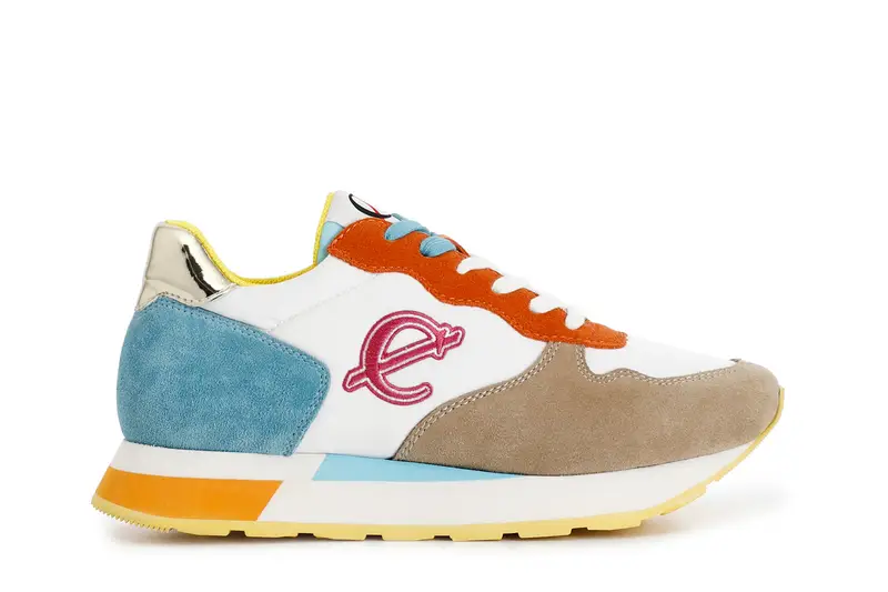 CafèNoir sneakers in pelle scamosciata e tessuto multi sabbia