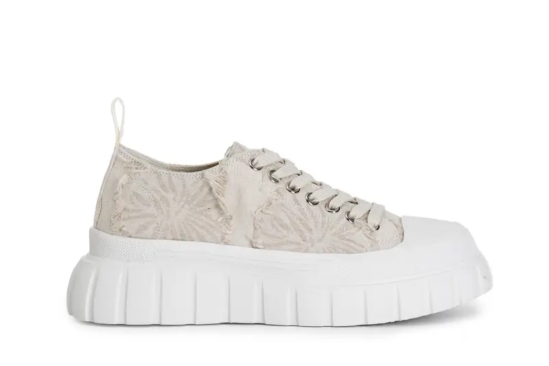 CafèNoir sneakers in tessuto sfrangiato beige