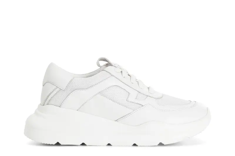 CafèNoir sneakers pelle e tessuto bianco