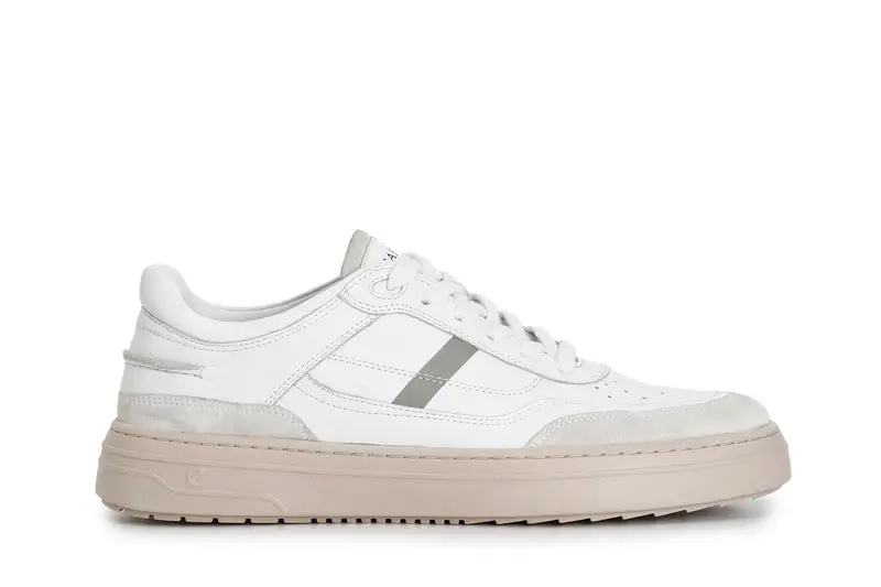 CafèNoir sneakers uomo in pelle e pelle scamosciata bianco