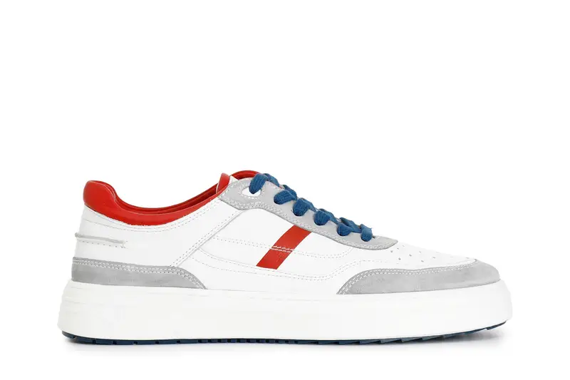 CafèNoir sneakers uomo in pelle e pelle scamosciata multi rosso