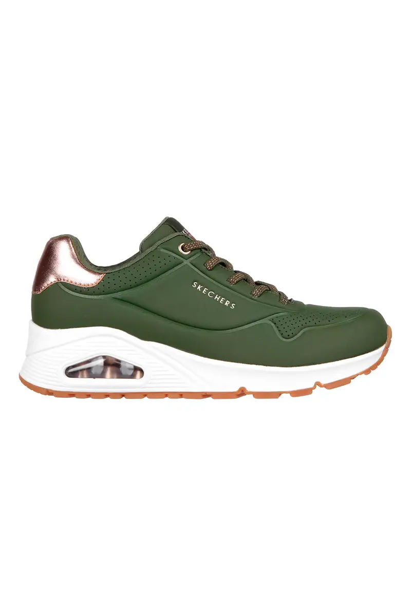 SKECHERS Sneakers verde militare con dettagli metallici Uno Shimmer Away