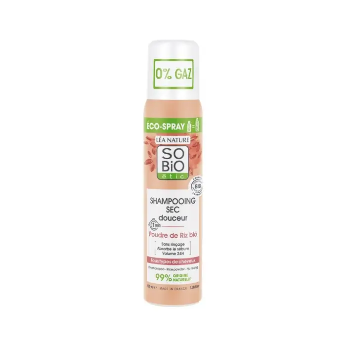 SO BiO étic LÉa nature Shampoo Secco Delicato con Polvere di Riso Bio, 100 ml