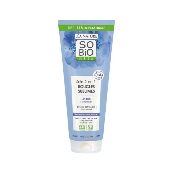 SO BiO étic LÉa nature Trattamento 2 in 1 per Capelli Ricci ai Semi di Lino Bio e Vitamina F, 200 ml