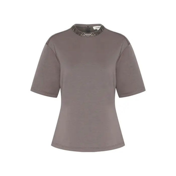 Soaked in Luxury T-shirt decorato donna Magana Gris