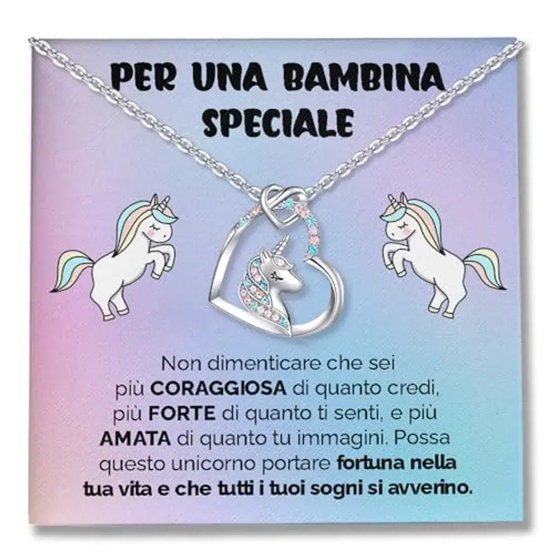 SOFIA FERRER Regalo Bambina 10 Anni, Collana Unicorno, Regali Bambina 7, 8, 9, 10, 11 Anni, Collana Ragazza Argento 925, Regalo Ragazza