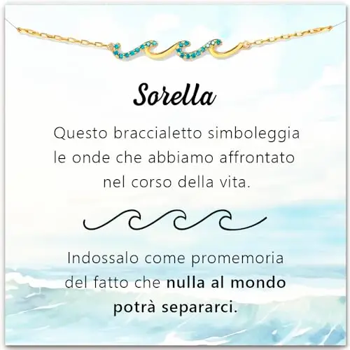 SOFIA FERRER Regalo per Sorella, Bracciale Argento 925 Donna con Dedica Emozionante, Idee Regalo Sorella, Bracciale per