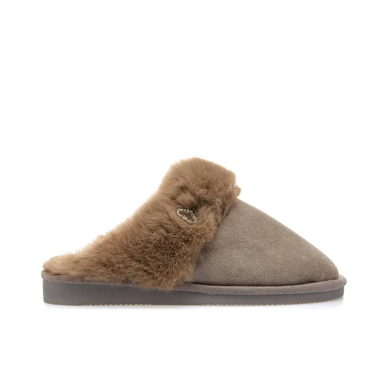 SOLO SOPRANI Ciabatte da casa beige con bordo in peluche