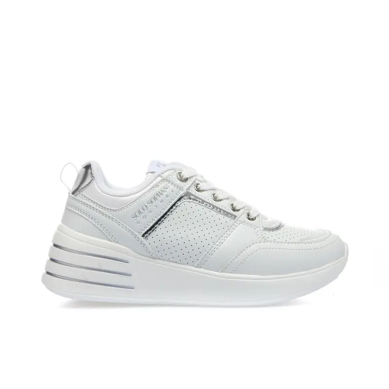 SOLO SOPRANI COUTURE Sneakers bianche con zeppa e logo