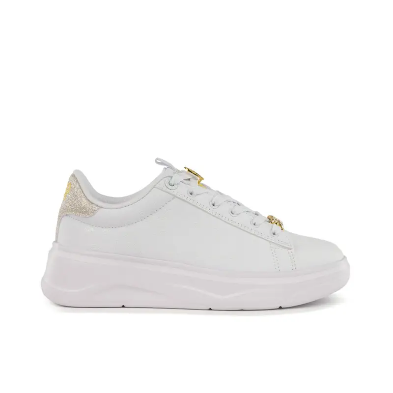 SOLO SOPRANI COUTURE Sneakers da donna con platform bianche con dettagli oro