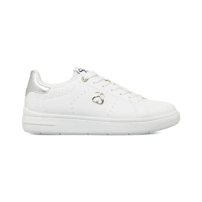 Sneakers bianche Solo Soprani da donna con logo laterale argento