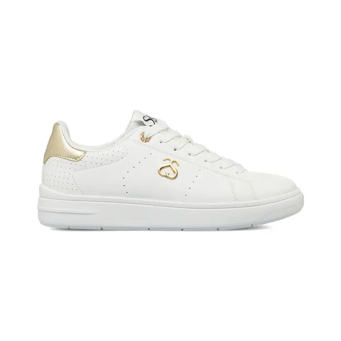 Sneakers bianche Solo Soprani da donna con logo laterale oro
