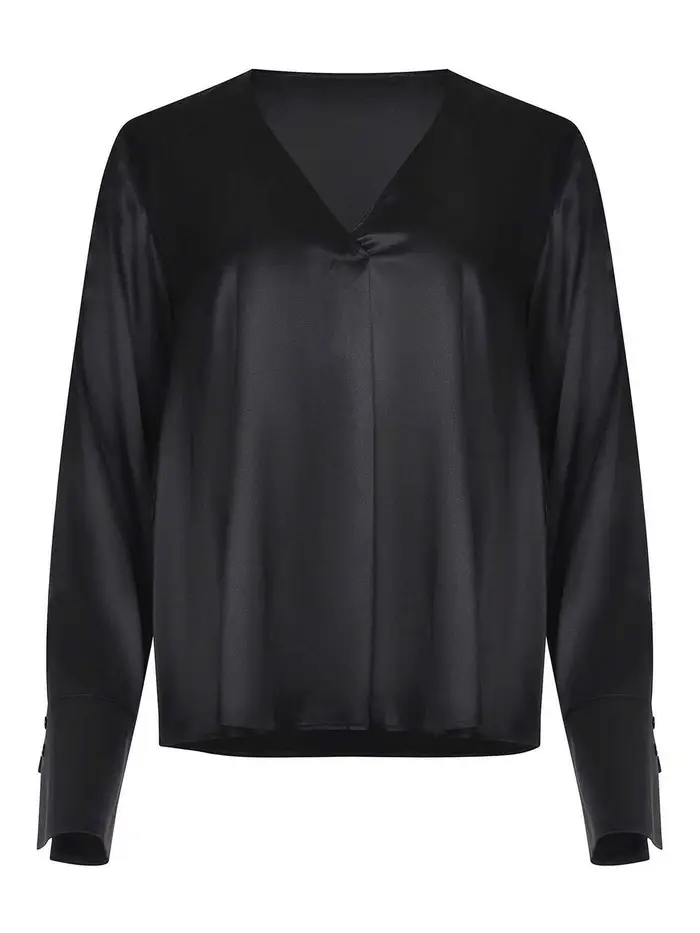 Camicia Realizzata In Misto Seta Nero