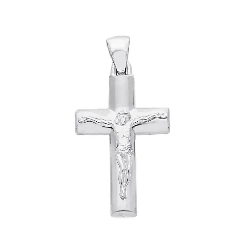 SONGA ANTONIO Ciondolo Croce Con Cristo In Oro Bianco 18 Ct