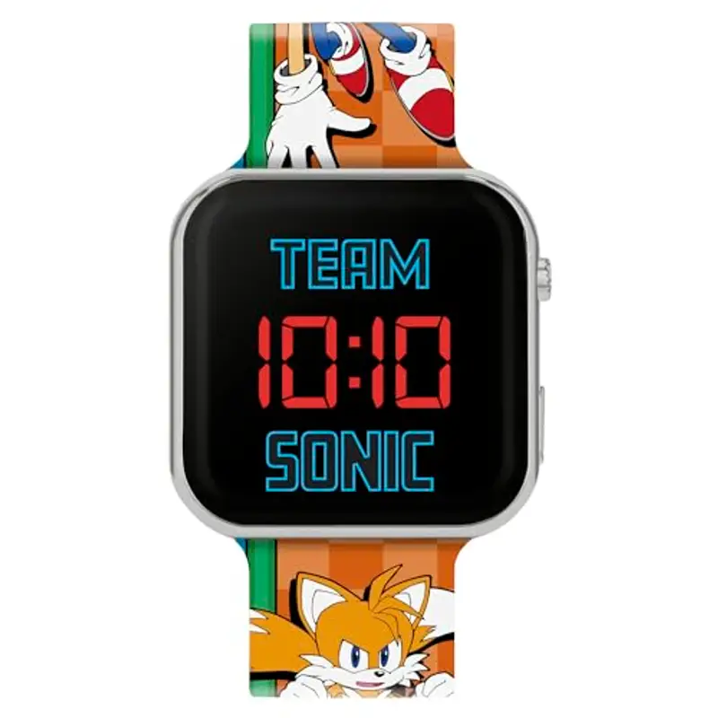 SONIC THE HEDGEHOG SNC4322M - Orologio da polso a LED, con cinturino arancione, per bambini, Blu, Moderno