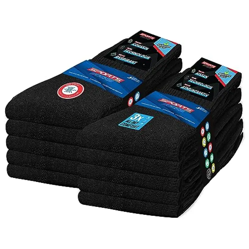 SOXCO 10 Paia Calzini Uomo Sportivi Spugna Running Trekking, Confezione da