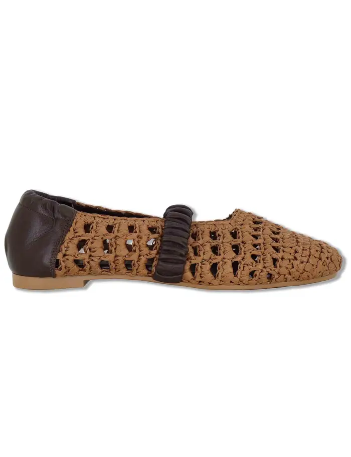 Spatarella Ballerine in rafia cuoio intrecciata con elastico Donna SP251400 014