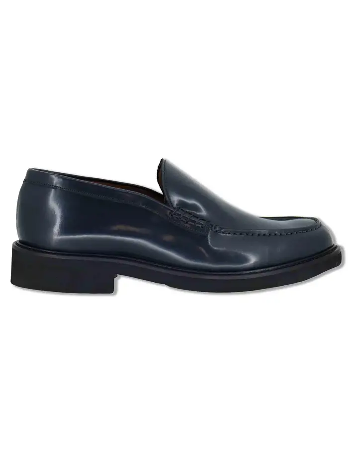 Spatarella Mocassini in pelle lucida blu fondo gomma Uomo SP06 002