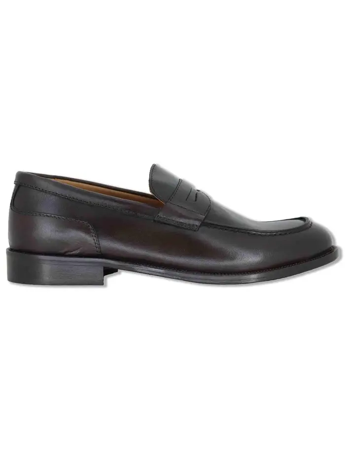 Spatarella Mocassini in pelle marrone con suola in cuoio Uomo SPDU601 014