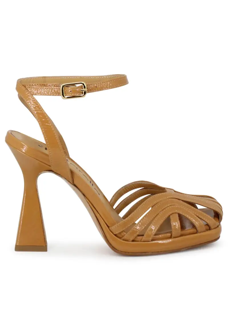 Spatarella Sandali donna in naplack cuoio con cinturino alla caviglia tacco alto e plateau Donna SP658 300