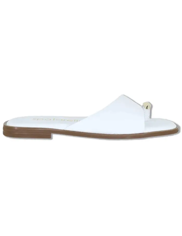 Spatarella Sandali flat in pelle bianca con anello Donna SP262050 002