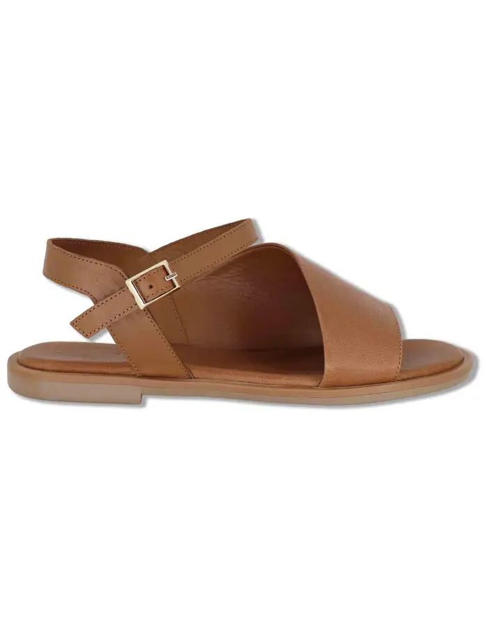 Spatarella Sandali flat in pelle cuoio con cinturino Donna SP220085 013
