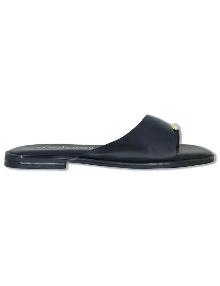 Spatarella Sandali flat in pelle nera con anello Donna SP262050 001