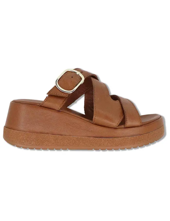 Spatarella Sandali slide platform in pelle cuoio Donna SP261352 014