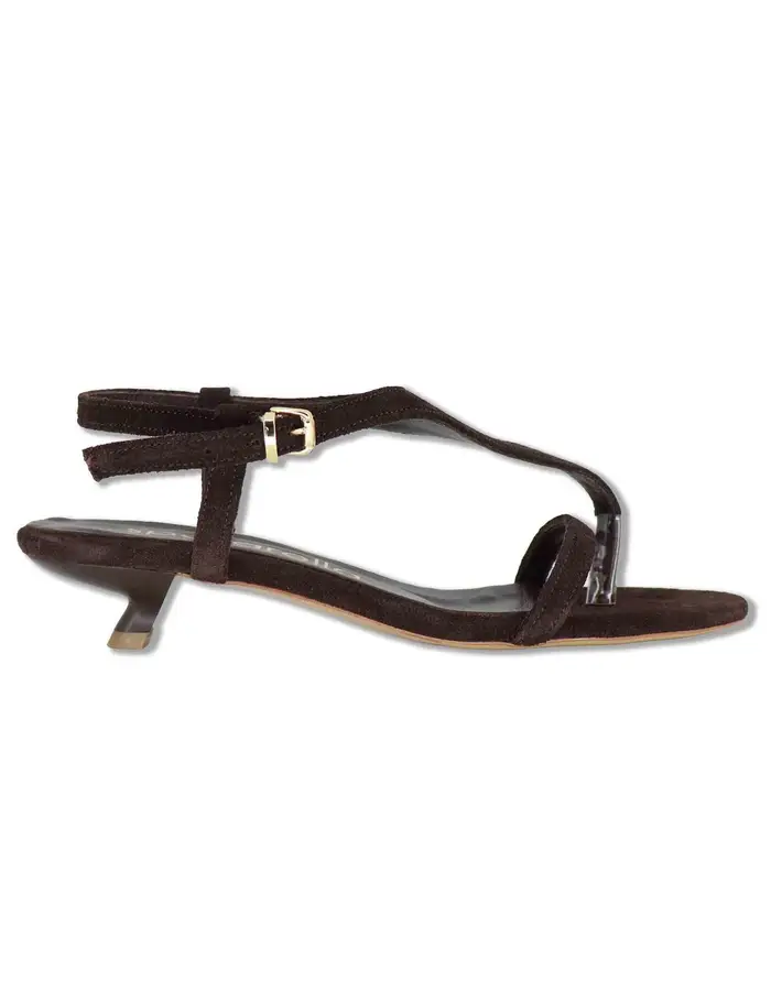 Spatarella Sandali slingback in camoscio marrone con tacco basso Donna SP261653 029
