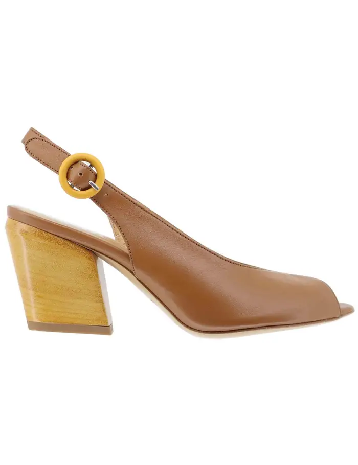 Spatarella Slingback donna in pelle cuoio con tacco alto Donna SP819 014