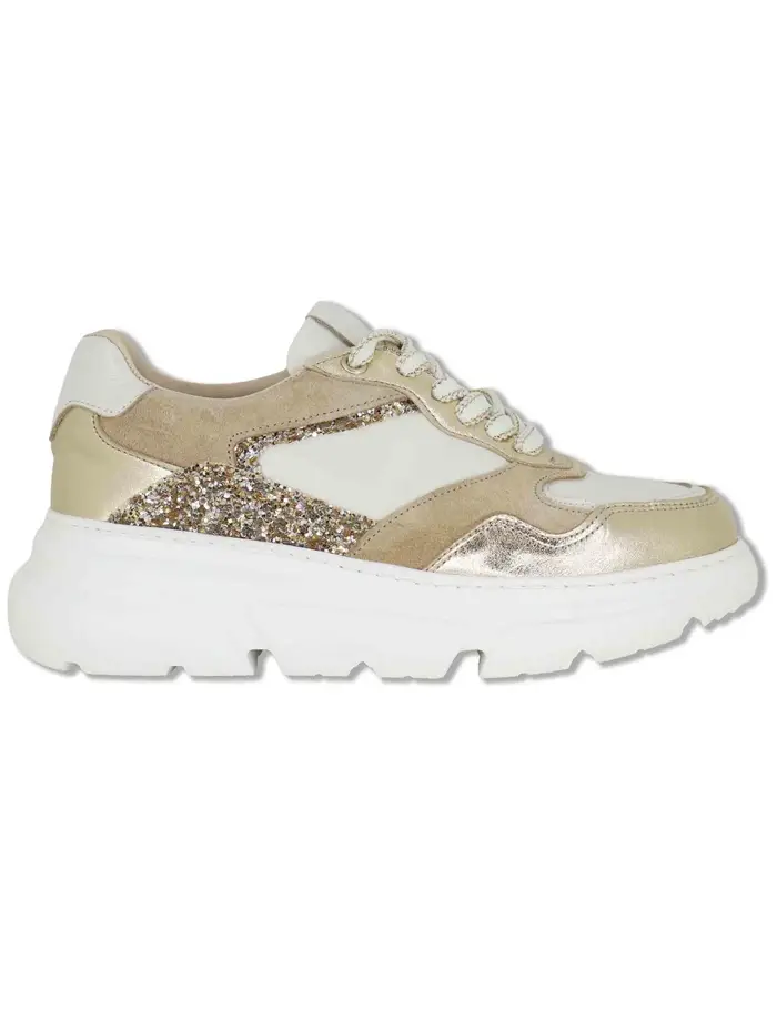 Spatarella Sneakers in pelle platino con glitter Donna SP60167 022