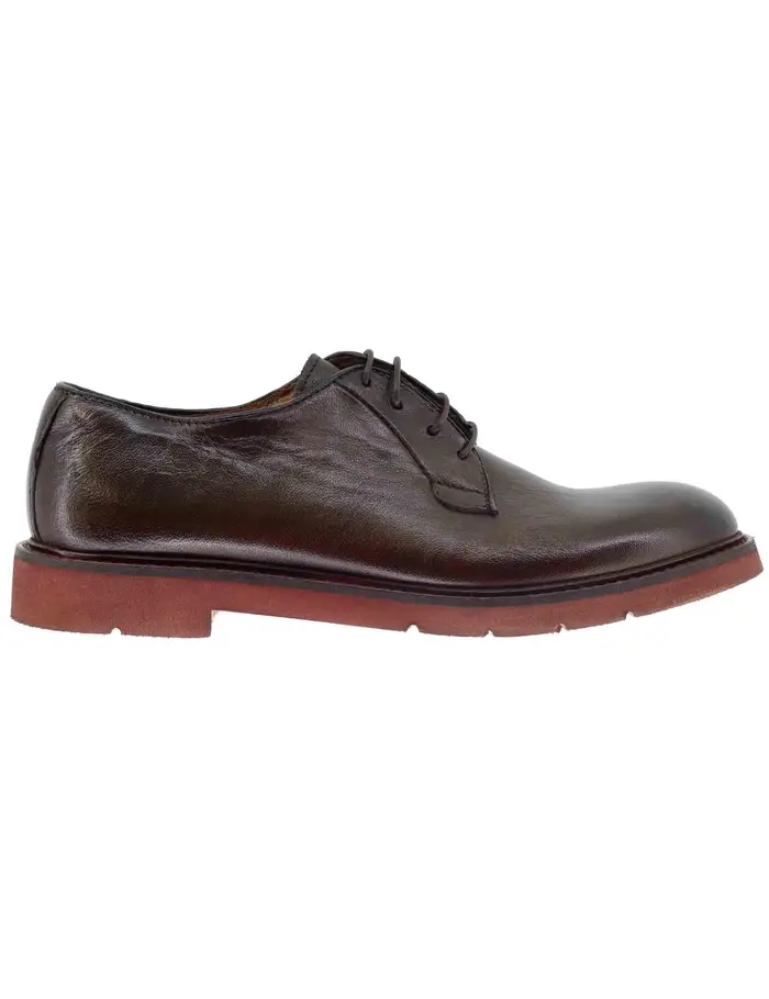 Spatarella Stringate uomo in pelle marrone con suola in gomma Uomo SPR1145 032G